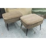 STOOLS, a pair, 1950's French with black legs and brass sabots,