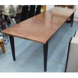 DINING TABLE, vintage French industrial style copper finish, 305cm x 87cm x 80cm.
