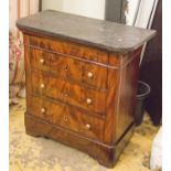 HALL COMMODE, 19th century French Louis Philippe flame mahogany with four long drawers,