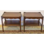 BEDSIDE/LAMP TRAY TABLES, a pair, George III design rectangular galleried with undertier,