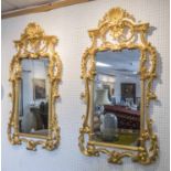 WALL MIRRORS, a pair, Chippendale style gilt,