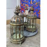 ORANGERY LANTERNS, a set of three, French provincial style, coppered finish, 70cm H.