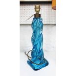 BLUE CRYSTAL TABLE LAMP, vintage French 1950's, indistinctly marked at base, with shade.