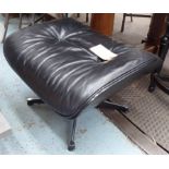 VITRA EAMES LOUNGE OTTOMAN, by Charles and Ray Eames, nero leather with black ash frame, 41cm H.