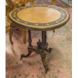 OCCASIONAL TABLE, Victorian aesthetic amboyna and ebonised, circa 1870,