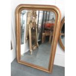 OVERMANTEL MIRROR, in a gilded frame, 141cm x 89cm.