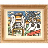 FERNAND LEGER 'La chaisse et la Vache', quadrichrome, printed by Maeght, 42cm x 55cm,