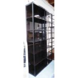 BOOKCASES, a pair, high gloss wooden shelves metal frames, 36cm x 66cm x 236cm H.