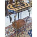 OCCASIONAL TABLE, continental, the shaped marquetry inlaid top with a frieze drawer,