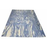 FLOOR RUG, 235cm x 169cm, blue and white wood grain effect.