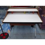 WRITING DESK, contemporary style metal base, 100cm x 89cm H x 75cm.