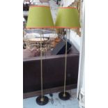 READING LAMPS, a pair, contemporary country house style with shades, 172cm H.