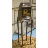 DRINKS CABINET, early 20th century black lacquer and gilt Chinoiserie decorated,