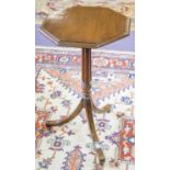 LAMP TABLES, a pair, Regency design mahogany each with octagonal moulded top,