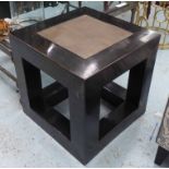 ASIAN SIDE TABLE, 45cm x 45cm and another side table, 55cm x 55cm x 55cm H.