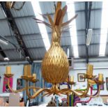 MAISON JANSEN INSPIRED CHANDELIER, gilt metal in vintage 1950's pineapple design,