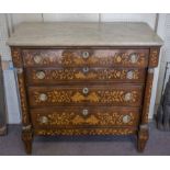 DUTCH COMMODE, early 19th century, mahogany and satinwood foliate marquetry and gilt metal mounted,