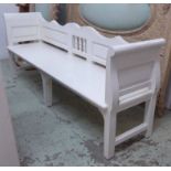 BENCH, Swedish style white painted, 86cm H x 53cm x 216cm L.