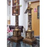 TOLEWARE STYLE TABLE LAMPS, a pair, 60cm H.