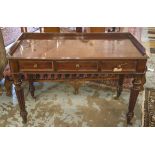 WRITING TABLE, William IV mahogany with three quarter gallery,
