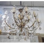 CHANDELIER, gilt metal with glass droplets, ten branches, approx 60cm W x 60cm D.