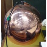 HANGING LIGHT, copper round ball form, 30cm diam x 25cm H.
