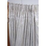 CURTAINS, a pair, foliate design, lined and interlined, 500cm x 100cm gathered.