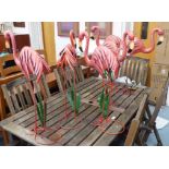 FLAMINGOES, a set of six, vintage 1960's American style, 73cm H.