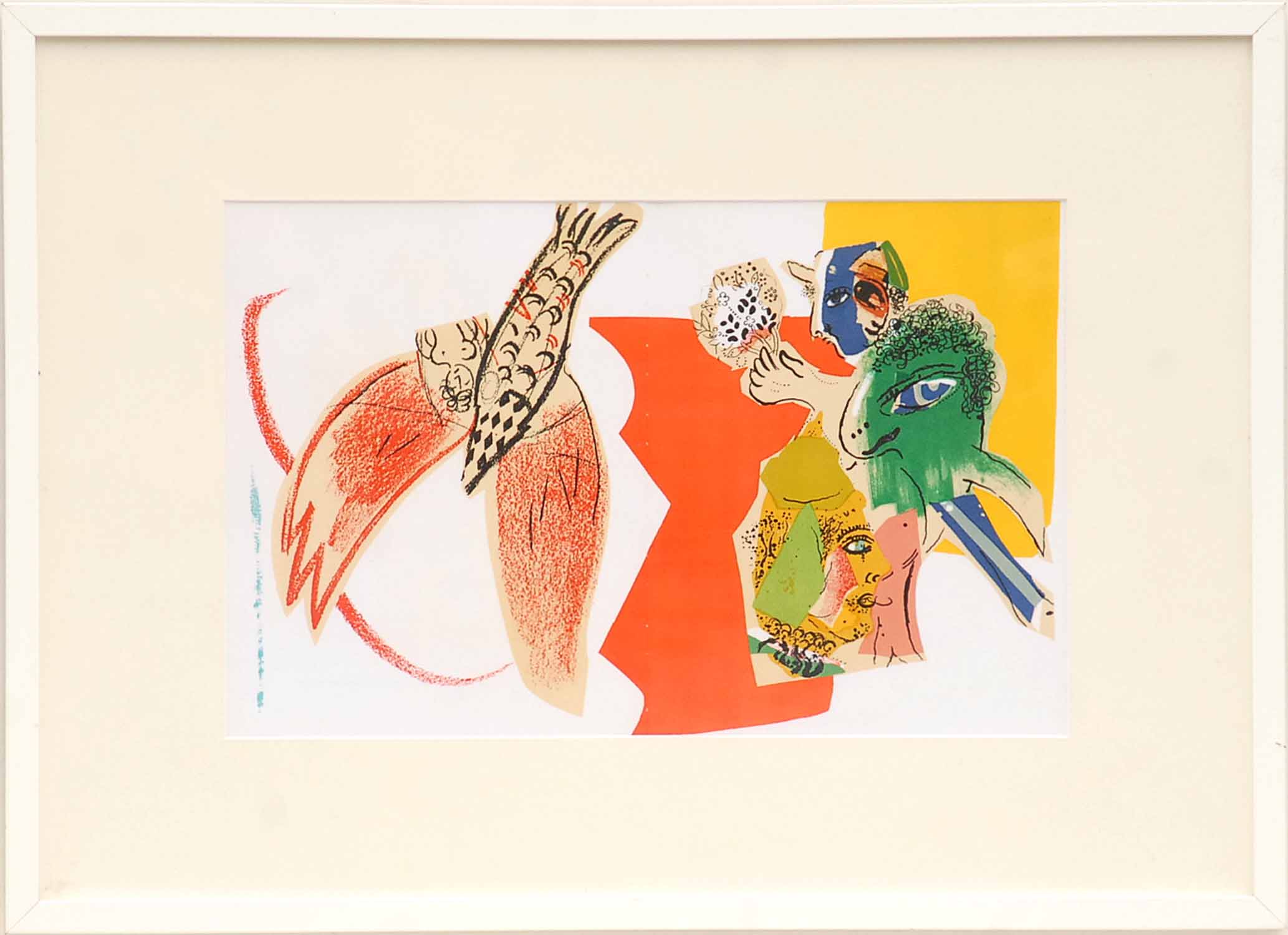 MARC CHAGALL 'Flying fish', original colour lithograph 1966, Mourlot ref:470, 35cm x 50cm,