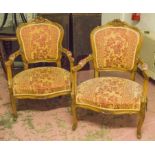 FAUTEUILS, a pair,