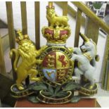 ROYAL COAT OF ARMS, in a polychrome finish, 70cm W x 75cm H.