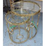 DRINKS TABLES, a nest of two, 1960's French style, tallest 50cm diam. x 57cm H.