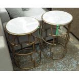 DRINKS TABLES, a pair, 1950's style French faux bamboo design, 65cm H.