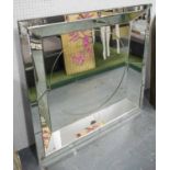 WALL MIRROR, French Art Deco style of square form with canted border, 110cm x 110cm.