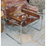 WASSILY STYLE ARMCHAIRS, a pair, after Marcel Breuer,