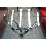 LOW TABLE, vintage 1960's Italian, chromed base with glass top, 52cm H x 100cm diam.