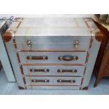 AVIATORS VANITY CHEST, three drawers with lift up top, 42cm D x 89cm W x 81cm H.