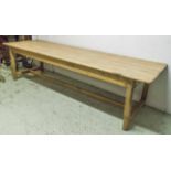 FARMHOUSE TABLE, 19th century French pine planked with frieze drawer and stretchered supports,