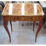 WRITING TABLE, Louis XV style with marquetry finish, with drawer, 44cm D x 65cm W x 75.5cm H.