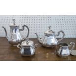 A VINTAGE FOUR PIECE TEA AND COFFEE SET, continental, total weight 59.4 oz.