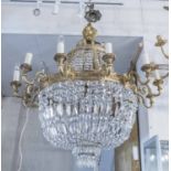 CHANDELIER, Regency revival gilt bronze of large proportions,