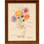 PABLO PICASSO 'Bouquet of flowers', off set lithograph, signed and dated in the plate, 65cm x 50cm,