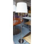 RALPH LAUREN STANDARD LAMP, chrome graduated ball design with white shade, 145cm H.