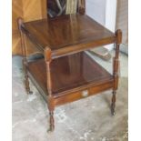 BEDSIDE/LAMP TABLES, a pair, George III design mahogany and crossbanded each with undertier,