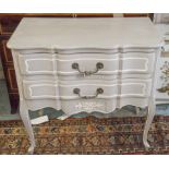 COMMODE, French Louis XV style grey painted with white detail and two drawers, 83cm x 81cm H x 45cm.