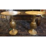 OCCASIONAL TABLES, a pair, pineapple form with circular tops in gilt metal, 51cm diam x 67cm H.