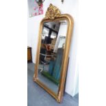 OVERMANTEL MIRROR, English country house style in a gilded frame, 166cm x 90cm.