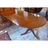 FIGURED MAHOGANY DINING TABLE, Regency design, plus two additional leaves,