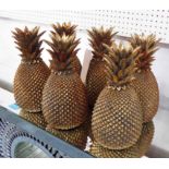 PINEAPPLES, a set of six, vintage gilt inspired style, 31cm H x 15cm W.