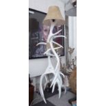 STANDARD LAMP, faux antlers with shade in a white painted finish, 160cm H.